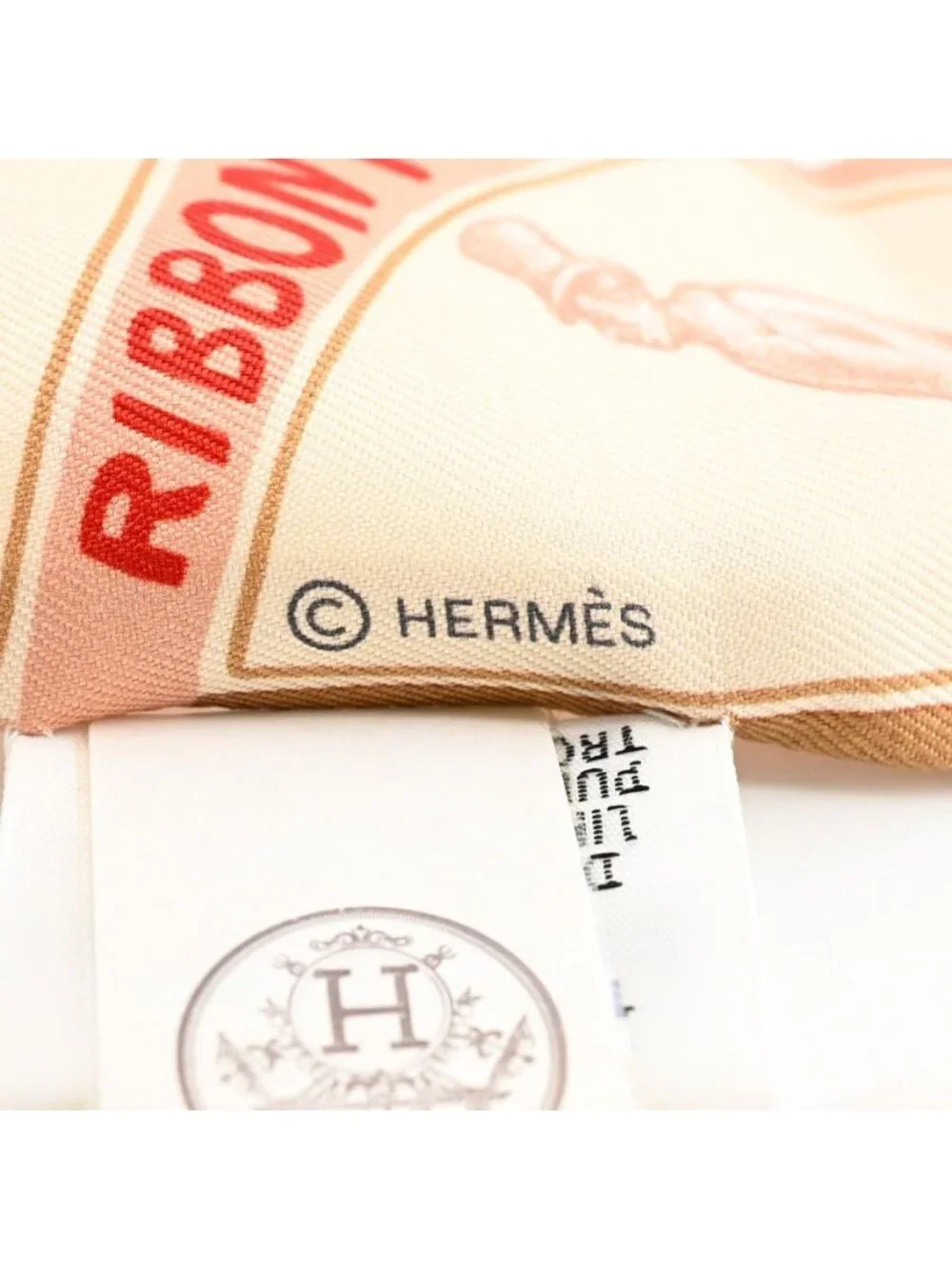 ★SOLD★ Hermes Scarf Twilly Scarves Beige - Picture 4 of 6
